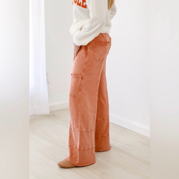 Easel Wide Leg Pants in Rust - Picture 15 of 16